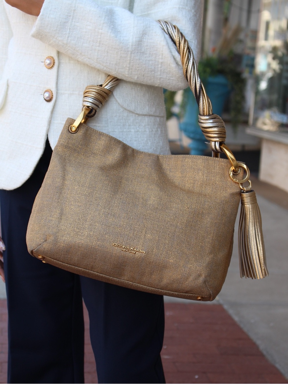 Donna Karan glenwood Metallic Gold Shoulder Bag